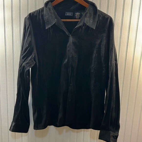 Vintage black silk top with beaded details - Picture 1 of 2